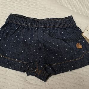 Carhartt Girls' Navy Polka Dot Denim Shorts